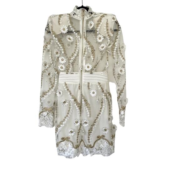 Zhivago Raise Your Hand Mini Dress Embroidered White Floral Embellished Size XS - Picture 5 of 14